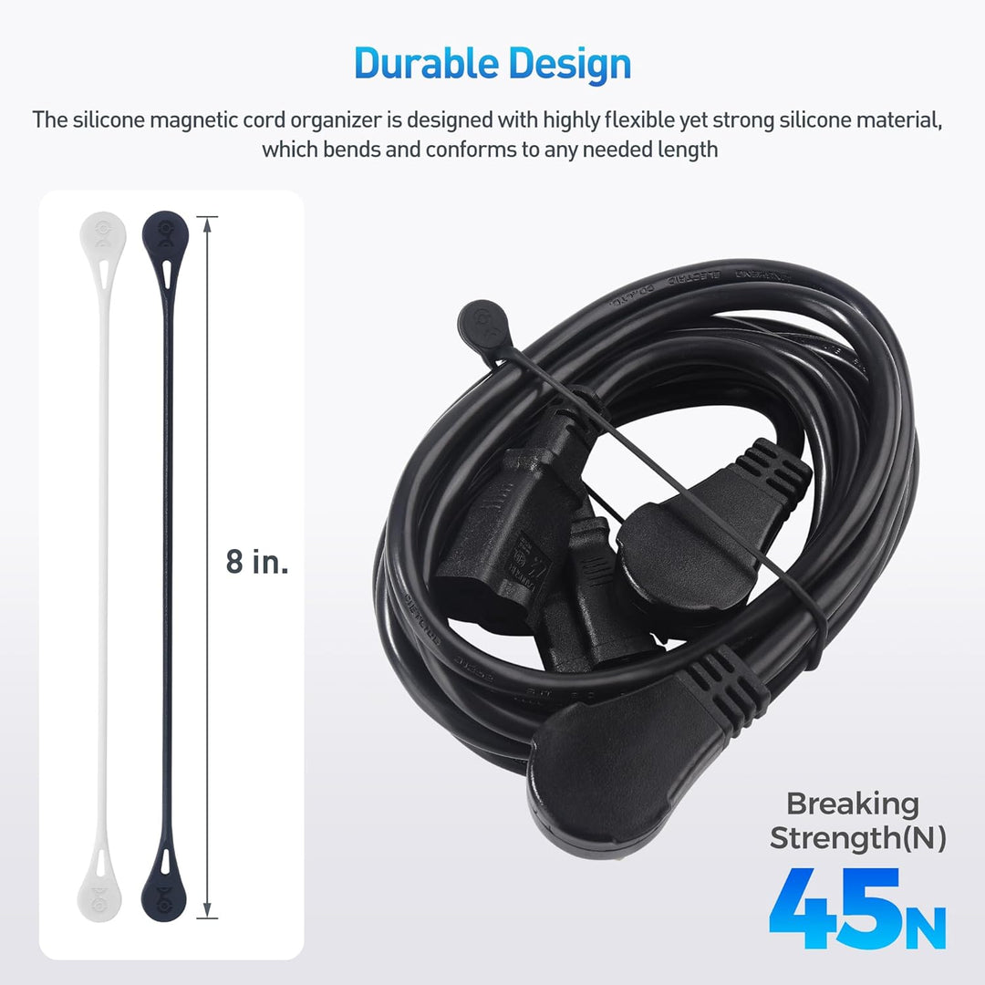 Cable Matters - 20 Packungen Silikon-Magnetverschlüsse (magnetische Kordelbinder) in Schwarz und Wei