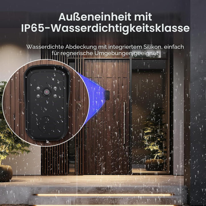 Kabellose Türklingel mit Kamera1080P Video,Kabellose Video Türklingel Kamera mit 4,3Zoll Bildschirm,