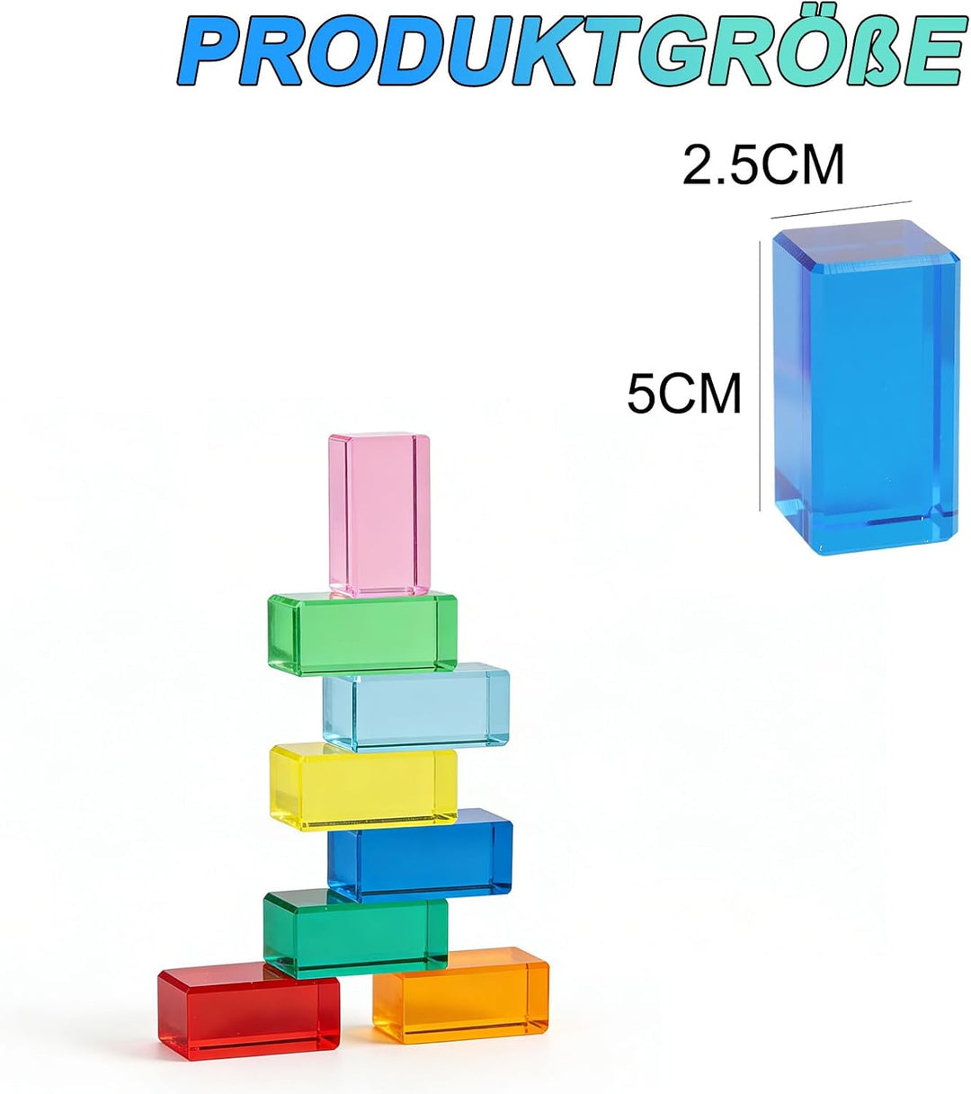 20pcs Acryl Bausteine Kinder - Sensorik Bausteine Jelly Blocks, Lichtbausteine, Montessori Regenboge