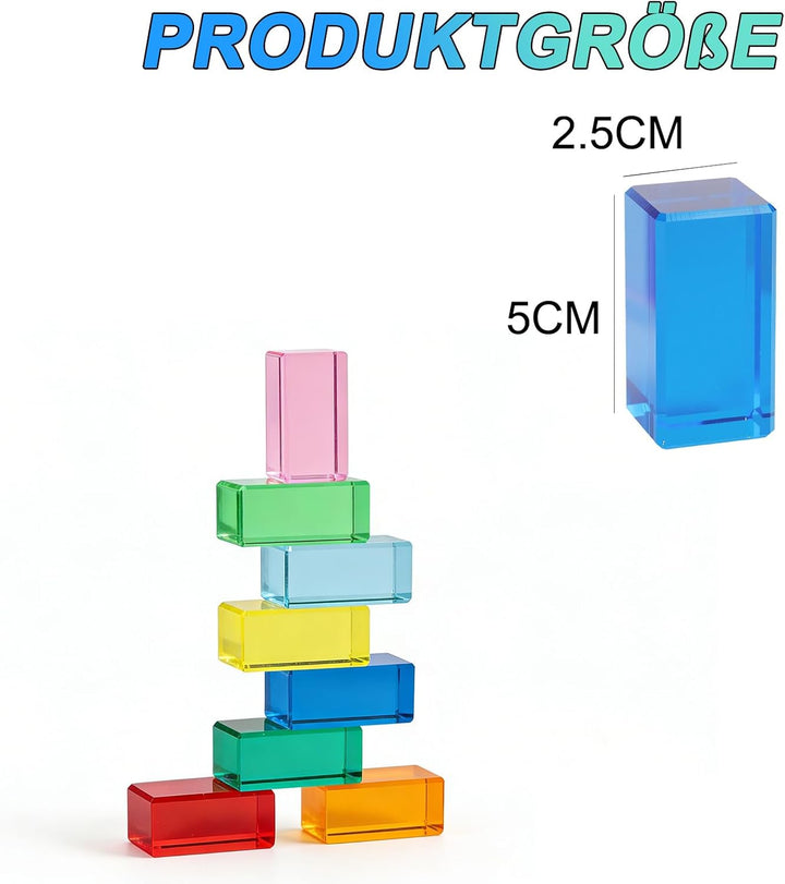 20pcs Acryl Bausteine Kinder - Sensorik Bausteine Jelly Blocks, Lichtbausteine, Montessori Regenboge