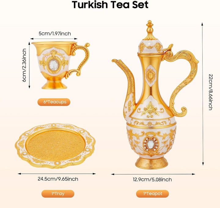 Türkische Kaffeekanne Set 8-teilig Metall Tee