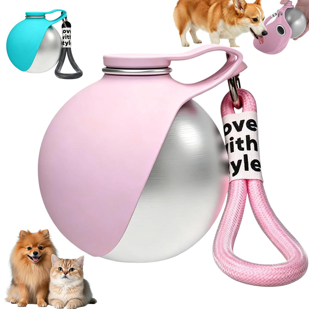 Trinkflasche Hunde für Unterwegs, 285ml Edelstahl Wasserflasche für Hunde, 2 in 1 Tragbarer Tumbler