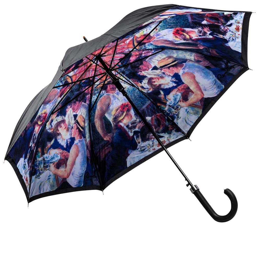 LUCKYWEATHER Regenschirm Stockschirm Damen/Herren Motiv Frühstück der Ruderer Auf-Automatik Double L