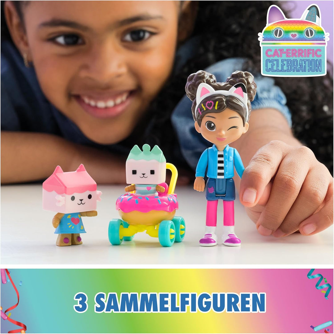DreamWorks GABBY'S Dollhouse - Kitty Care Figuren Set, Gabby mit 2 Katzenfiguren und Kinderwagen, ab