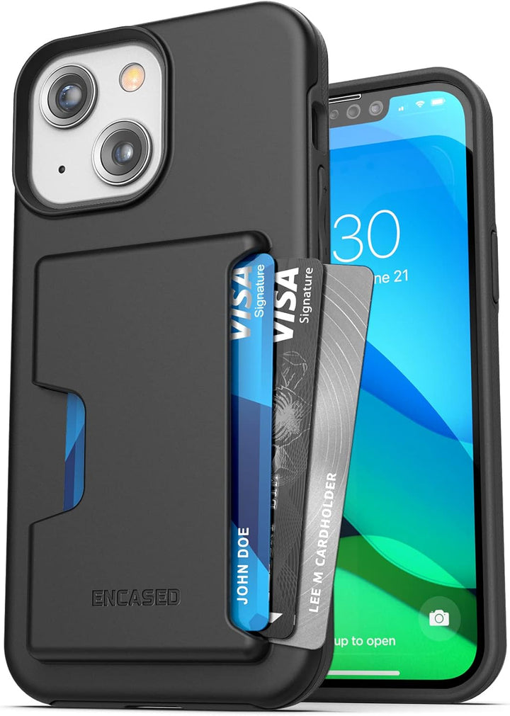 Encased Wallet Hülle für iPhone 13 mit Kartenfach – Schutzhülle Handyhülle Stossfest Case (4 Karten/