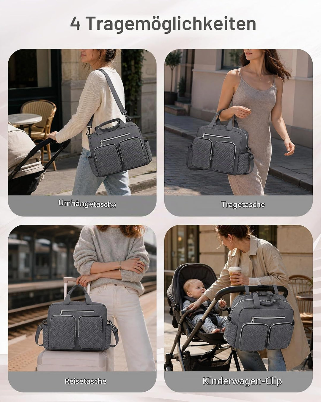 KONO Baby-Wickeltasche, stilvoll, für Mama und Papa, wandelbare Reisetasche mit isolierten Taschen G