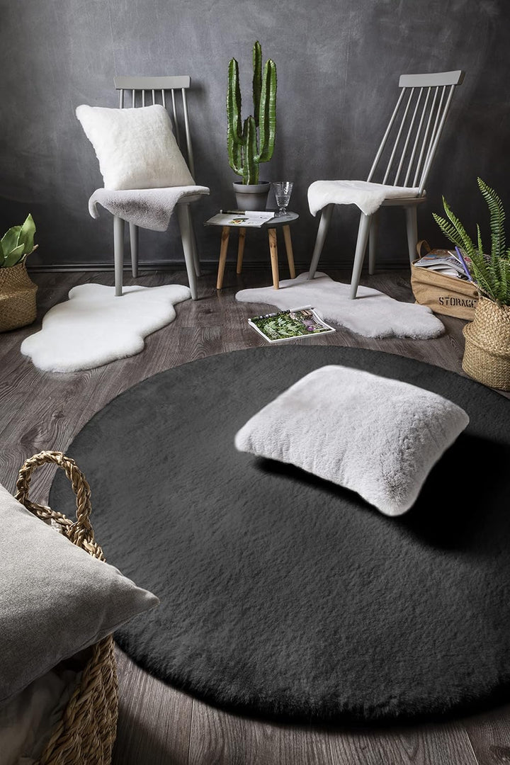 andiamo Kunstfell Novara Teppich Schlafzimmer - flauschiger Teppich zur Verwendung als Bettvorleger