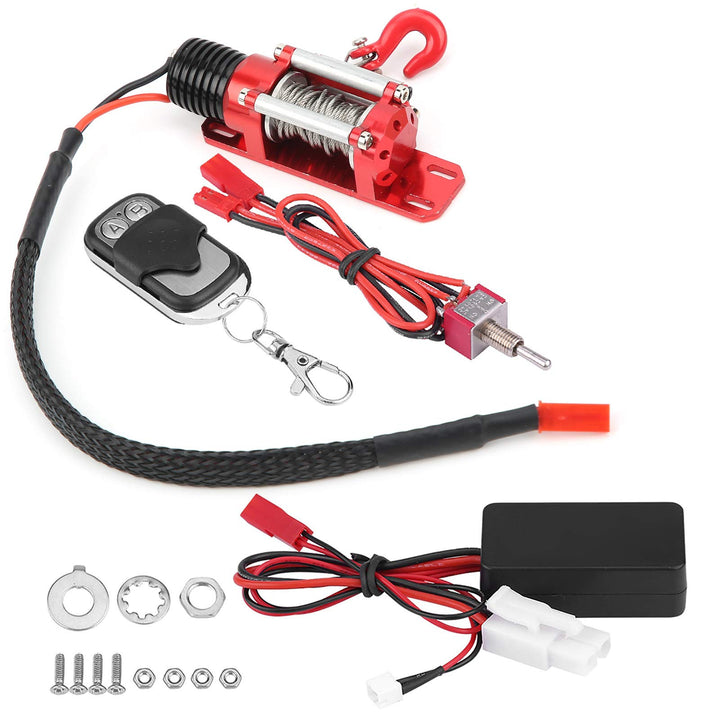 Dilwe RC Winch, 1/10 Elektro-Metallmodellfahrzeug-Crawler-Autozubehör mit Fernbedienung, Elektrische