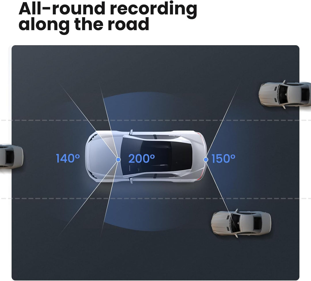 Dashcam Auto Vorne Hinten 4K+1080P mit GPS WiFi,3 Channel 1080P Dash Cam Auto Kamera 3,16" IPS Bilds