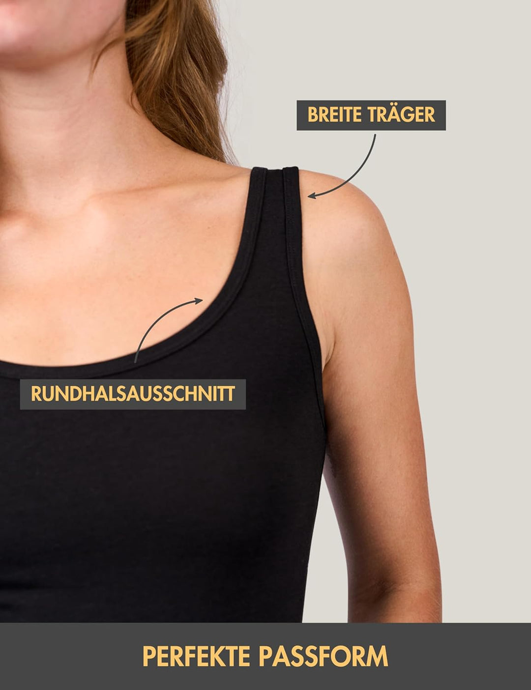 Basic Treasure 3er-Pack Unterhemden Damen, Spaghettiträger Top Damen, Premium Bambus Unterhemd Damen