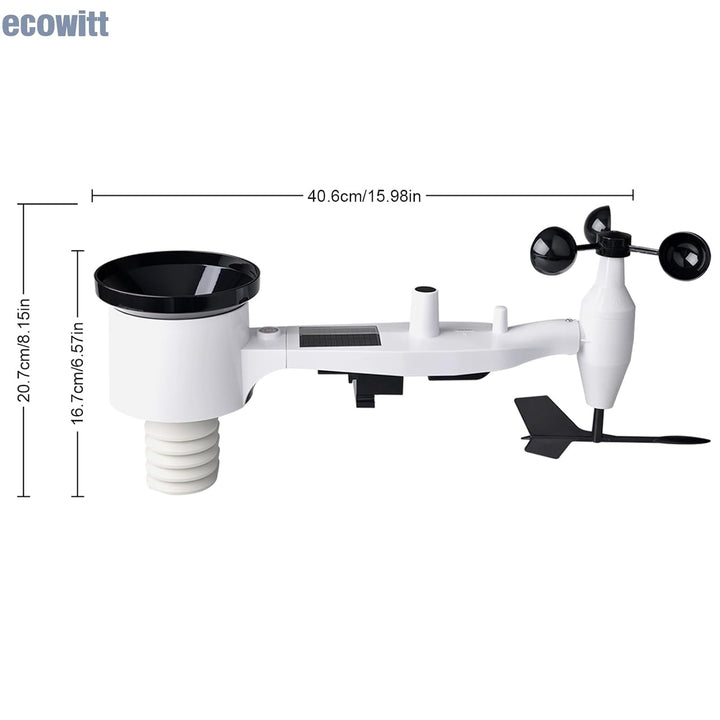 ECOWITT Aussensensor WS69 für Wetterstation, eingebauter 7 in 1 Aussensensor, Regenmesser, Windricht