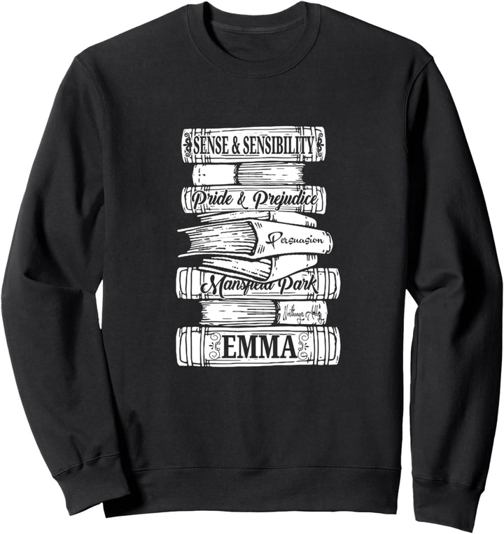 Jane Austen Pride and Prejudice & Mr. Darcy Book Stack Fans Sweatshirt