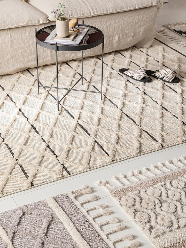 benuta TRENDS Kurzflor Teppich OYO Cream 80x150 cm - Moderner Teppich für Wohnzimmer 80 cm x 150 cm
