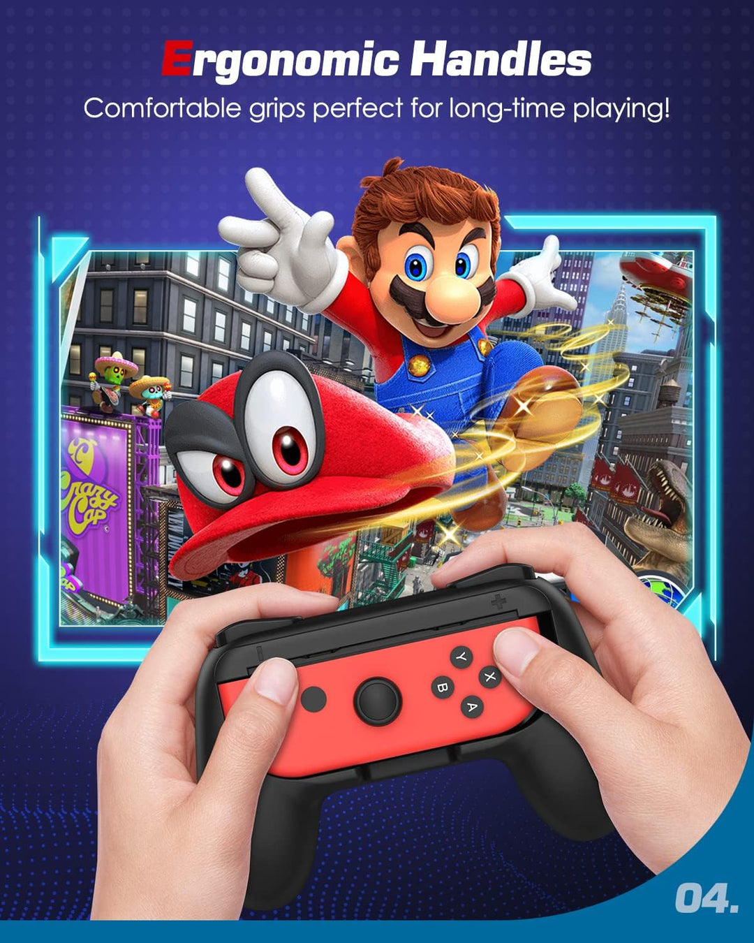 MoKo Switch Joy Con Grip Kompatibel mit Nintendo Switch/Switch OLED Modell, [2 Stück] Griff Halterun