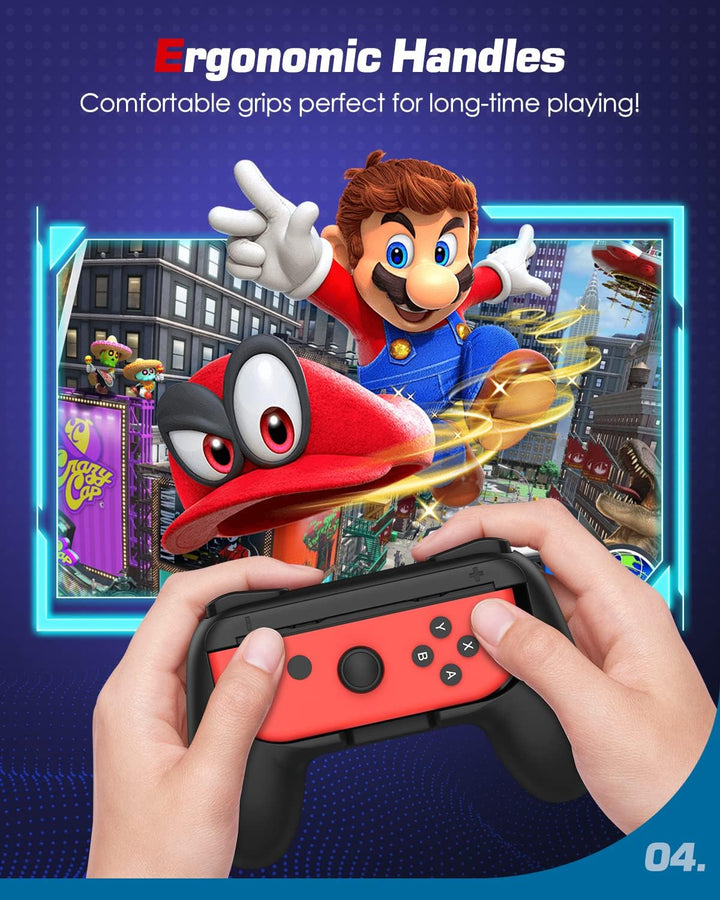 MoKo Switch Joy Con Grip Kompatibel mit Nintendo Switch/Switch OLED Modell, [2 Stück] Griff Halterun