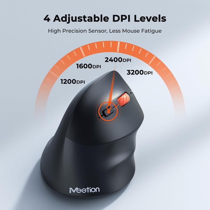 MEETION Neue ergonomische kabellose Maus, vertikale Bluetooth-Maus mit 3 Multi-Geräte-Kopplungen für