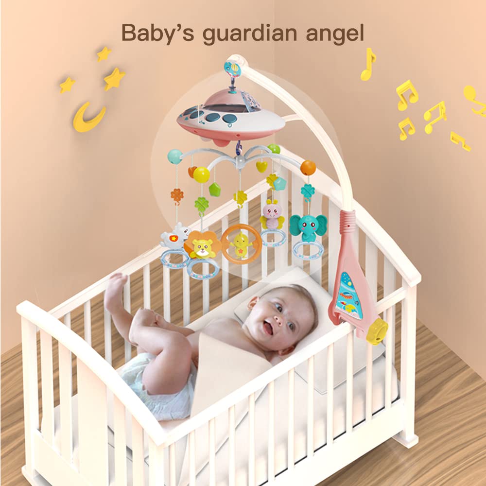 Eners Baby Mobile Babybett mit Musik und Lichtern, Bett Mobile Baby Mädchen Junge mit Fernbedienung,