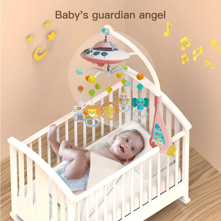 Eners Baby Mobile Babybett mit Musik und Lichtern, Bett Mobile Baby Mädchen Junge mit Fernbedienung,