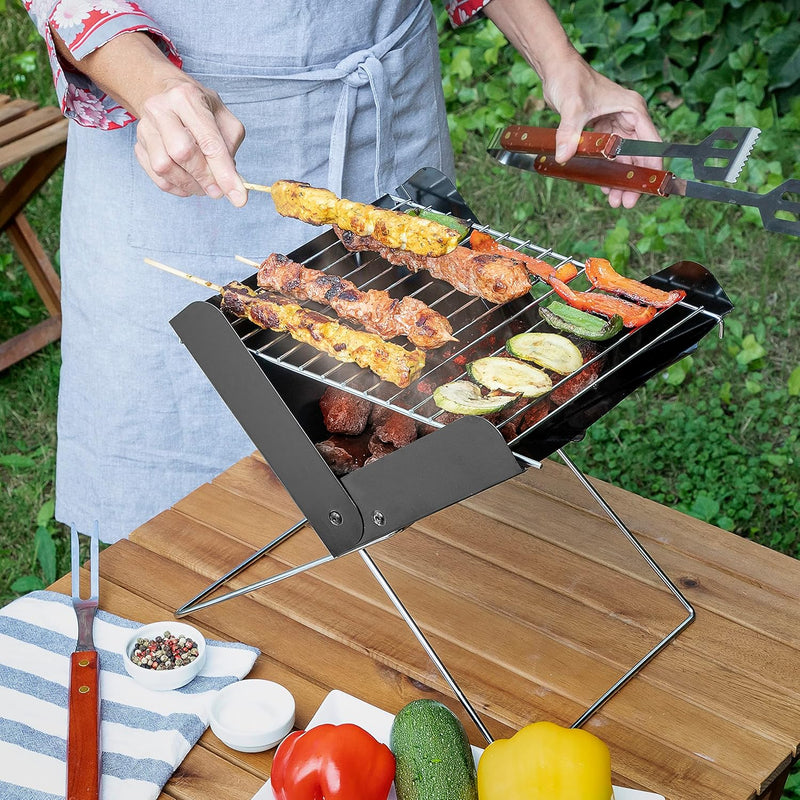 InnovaGoods® Tragbarer, klappbarer Mini-Holzkohlegrill Foldecue, Leicht zu transportieren, Einfach z