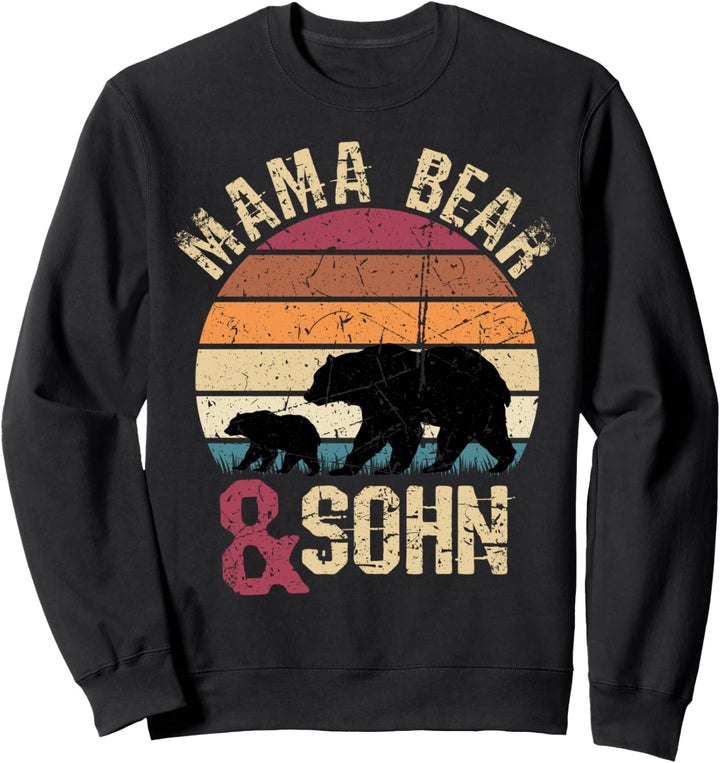 Vintage Mama Bear Und Sohn Wandern Campen Muttertag Sweatshirt