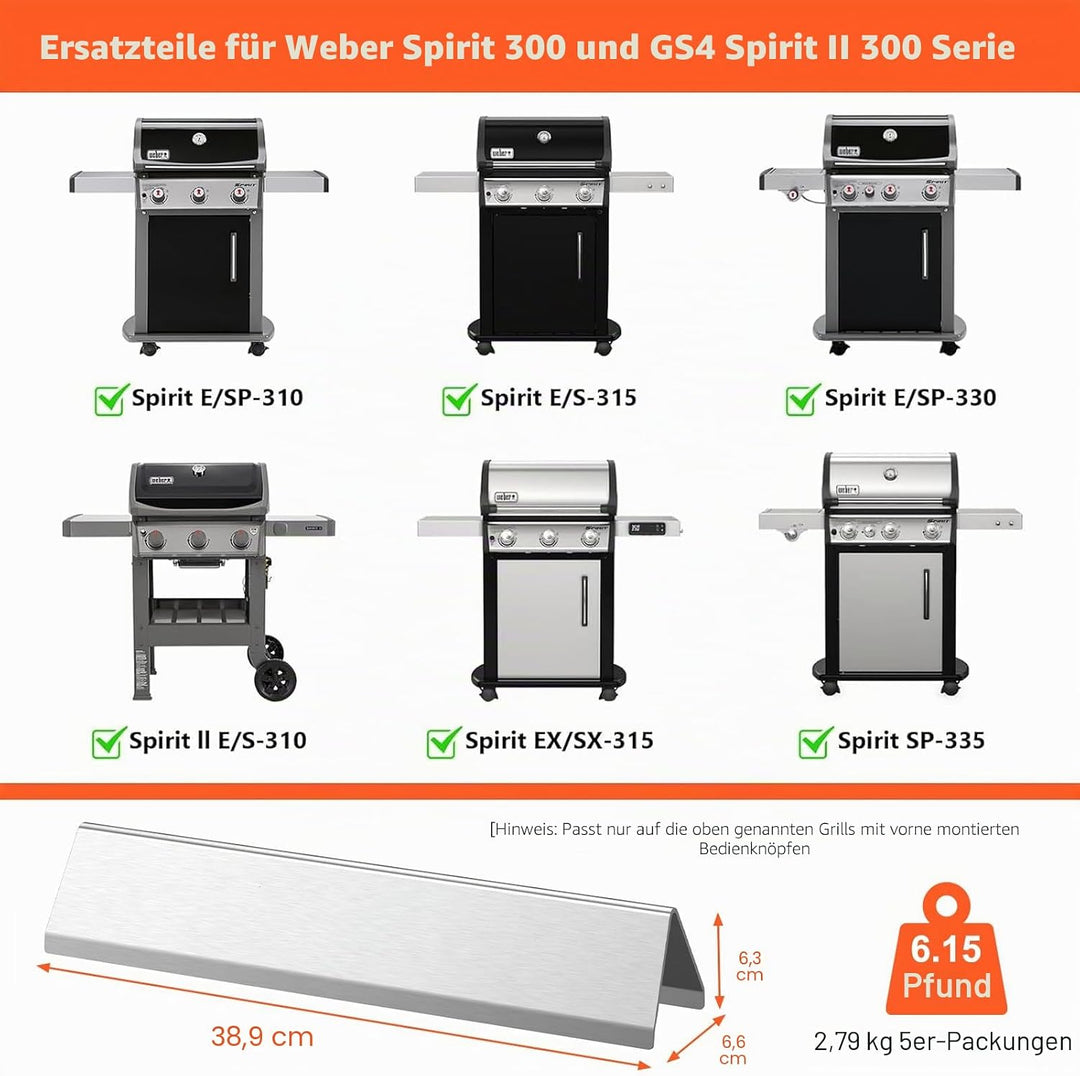 QuliMetal 7636 38,9CM Flavorizer Bar für Spirit E-310/320/330/315 (2013-Current), Spirit II E-310 S-