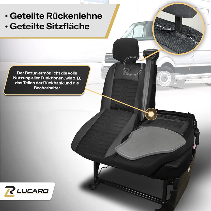 LUCARO Sitzbezüge Auto für Renault Master 3, Opel Movano B, Nissan NV406 | TORNADO Sitzbezug Set Zub