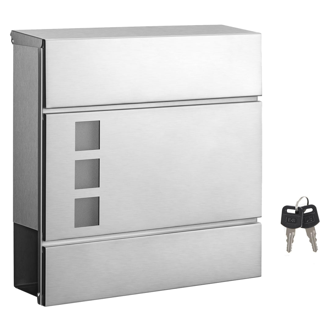 SONGMICS Briefkasten, Postkasten mit Zeitungsfach, Sichtfenster, abschliessbar, 2 Schlüssel, modern,