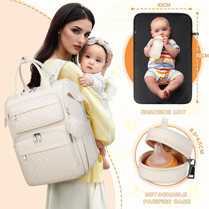 RAINSMORE Baby Wickelrucksack Gross Wickeltasche Rucksack mit Wickelauflage Schnullerhalter Kinderwa