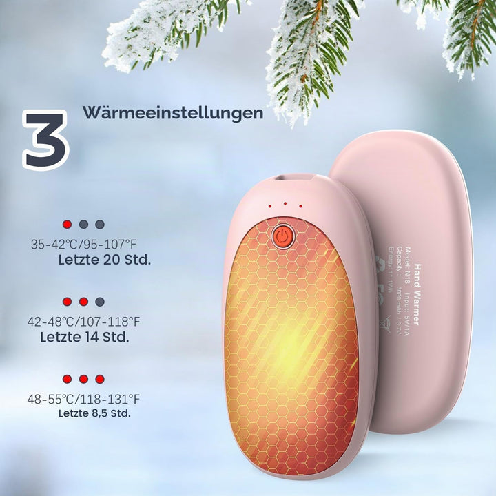 2er-Pack Handwärmer Wiederaufladbarer Magnetischer Taschenwärmer mit 6000mAh USB Elektrische Handwär