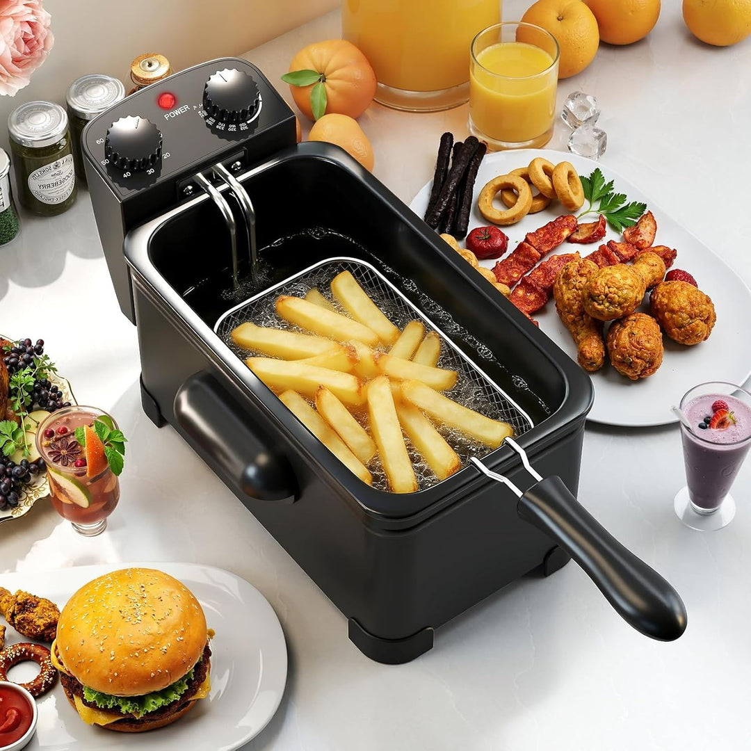COSTWAY Fritteuse 3L, 2000 W Friteuse mit Öl, Fettfriteuse mit einstellbarem Thermostat 150-190℃ & T