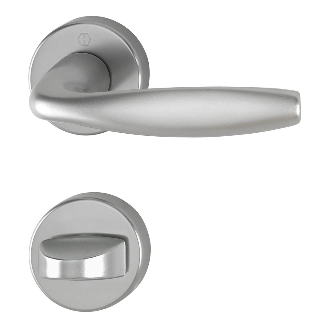 HOPPE 3369903 Drückergarnitur New York mit Rosette WC, Aluminium Edelstahl-Effekt