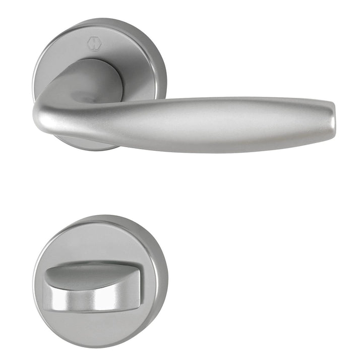 HOPPE 3369903 Drückergarnitur New York mit Rosette WC, Aluminium Edelstahl-Effekt