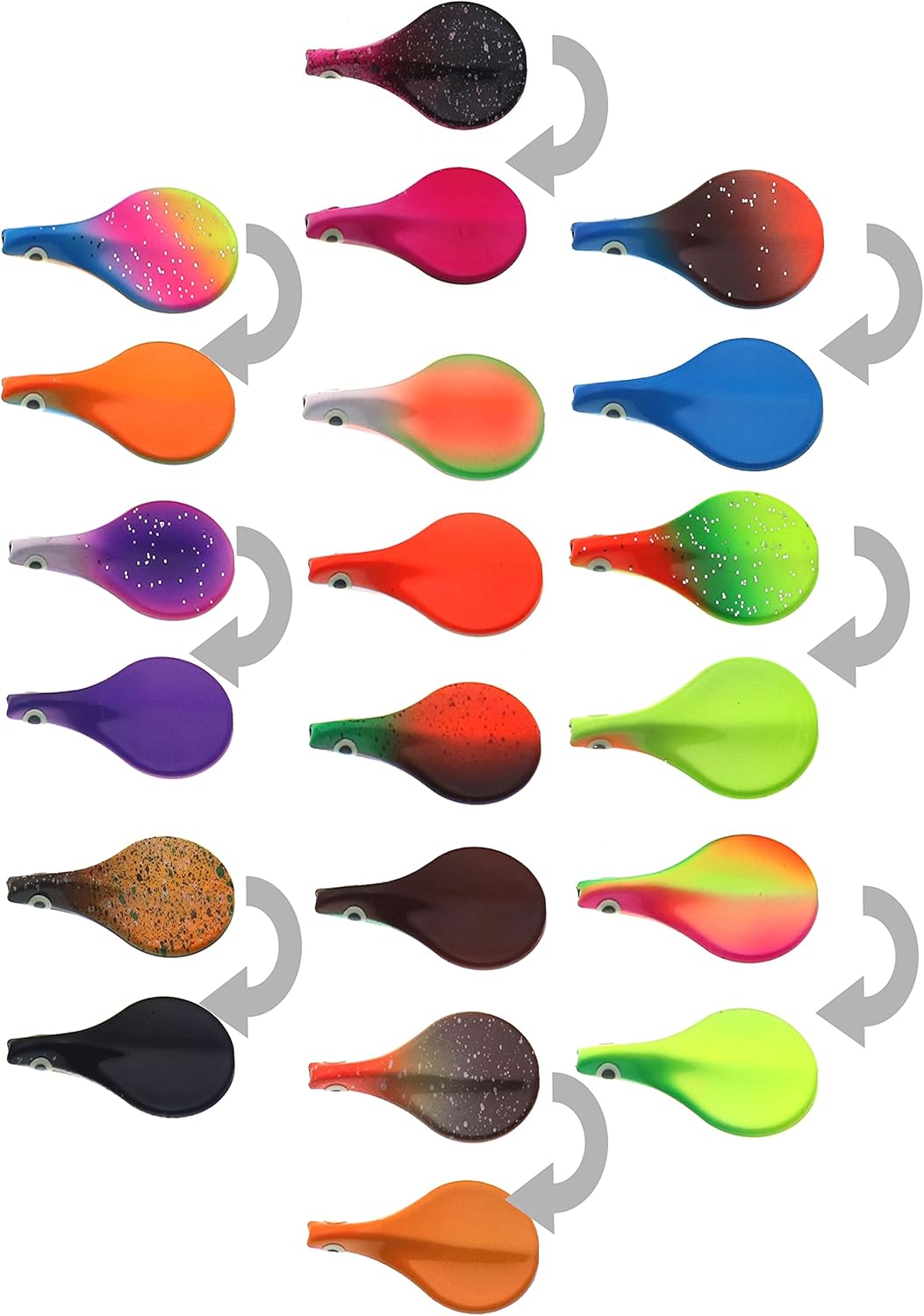 Njord Kalastus Inline Spoon Forelle in Box | UV Aktiv und Selbstleuchtende 3D Augen | Durchlaufblink