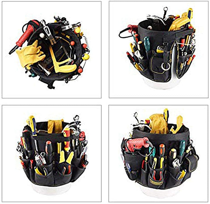 Zerodis Tools Bucket Tool Organizer, Bucket Canvas Werkzeughalter und Organizer Eimer mit 56 Taschen