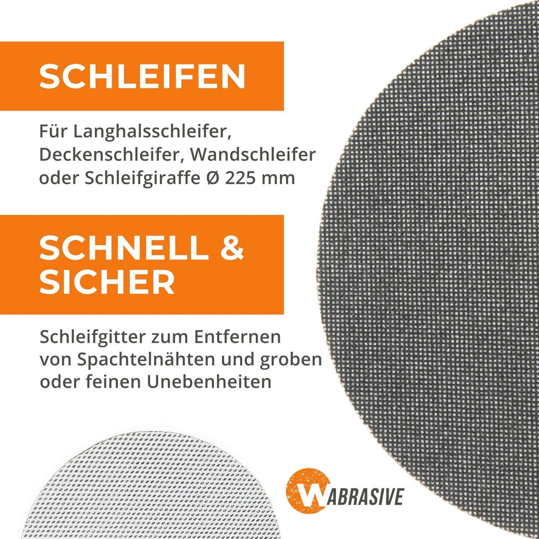 Schleifscheiben 225 Klett 120 Körnung | Schleifgitter 225 Klett 120 | Ideal auch als Schmirgelpapier