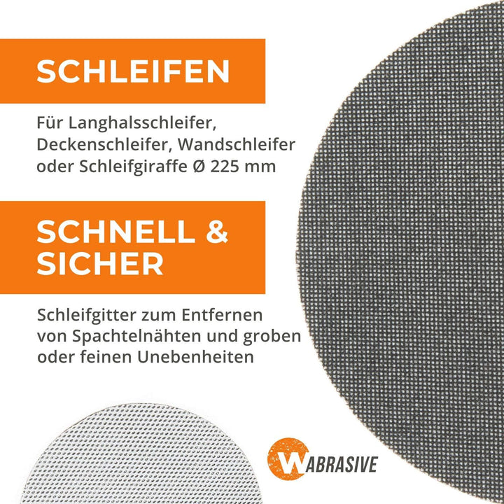 Schleifscheiben 225 Klett 120 Körnung | Schleifgitter 225 Klett 120 | Ideal auch als Schmirgelpapier
