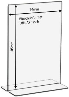 10 Stück DIN A7 T-Ständer/Werbeaufsteller/T-Aufsteller im Hochformat aus Acrylglas - Zeigis®