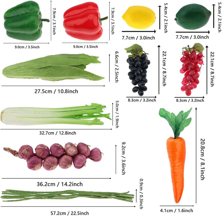 Meiwlong 11 PCS Gefälscht Gemüse Künstliche Kunststoff Früchte Lebensecht Modell Anzeige Faux Realis