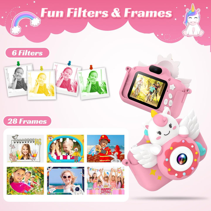 TIATUA Kinderkamera, 1080P Kamera Kinder mit 2.0”-Bildschirm & 32GB Karte, Selfie Digitalkamera & Fo