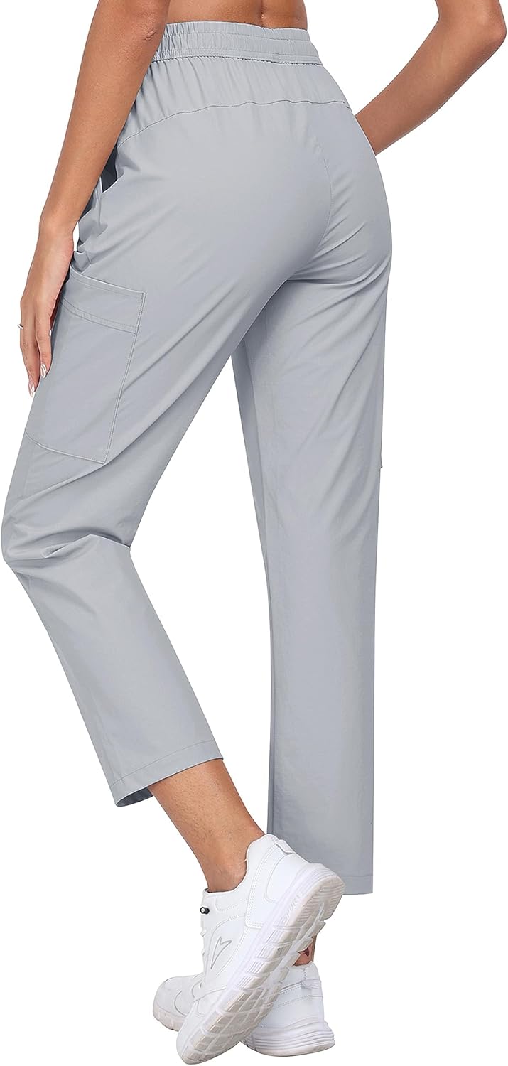 MoFiz Damen Cargohose Leichte Wanderhose Atmungsaktiv Trekkinghose Workout Casual Outdoorhose L Hell
