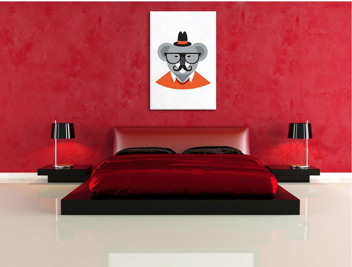 Pixxprint Hipster Koala als Leinwandbild/Grösse: 100x70 cm/Wandbild/Kunstdruck/fertig bespannt 70x10