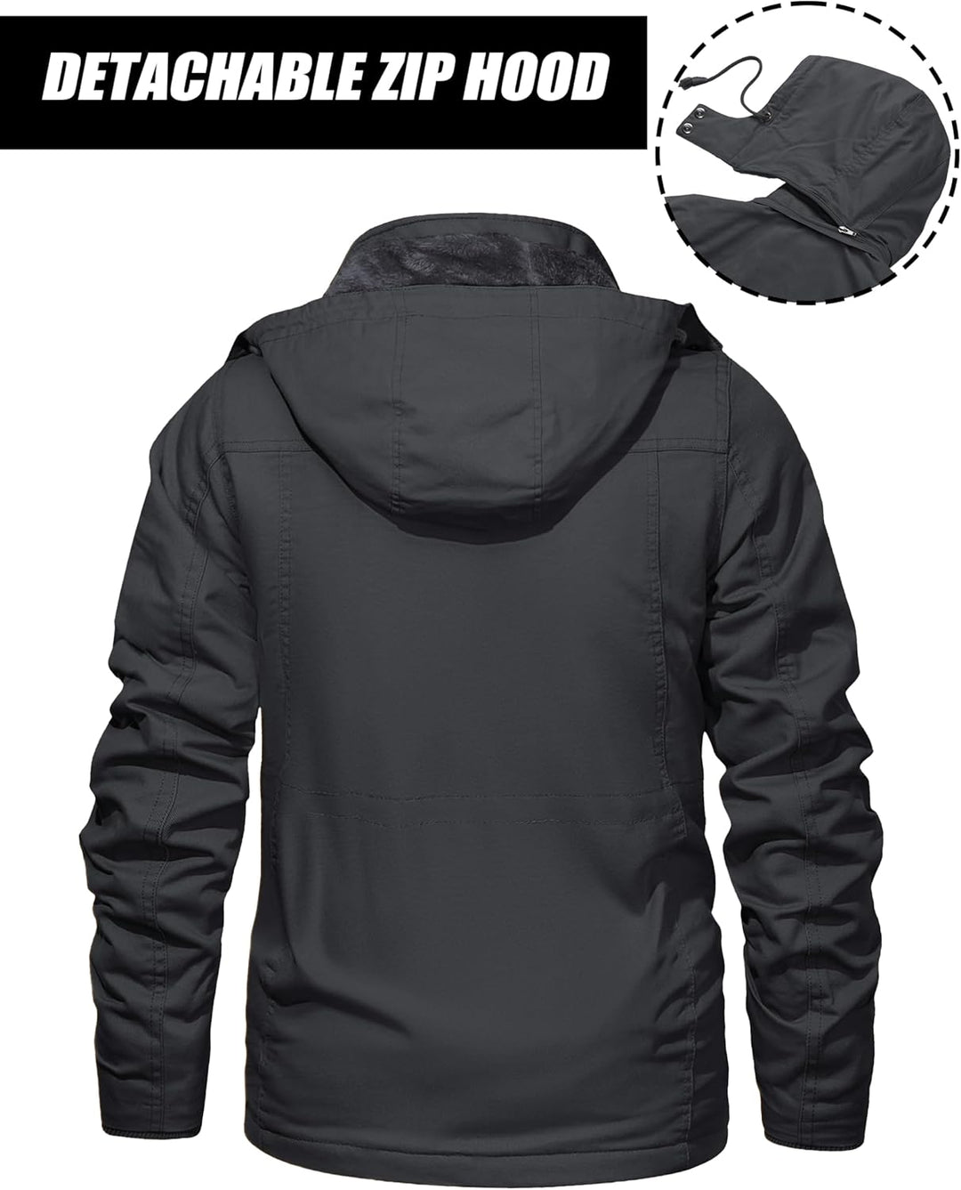 MAGCOMSEN Winterjacke Herren Warm Gefüttert Jacke Fleece Winterparka Winddicht Outdoor Übergangsjack