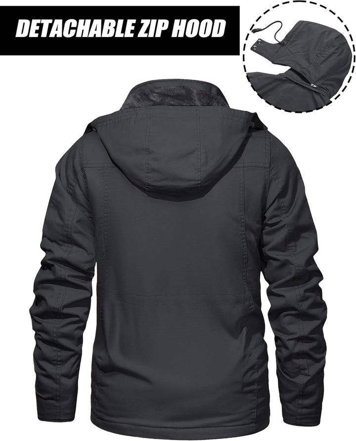 MAGCOMSEN Winterjacke Herren Warm Gefüttert Jacke Fleece Winterparka Winddicht Outdoor Übergangsjack