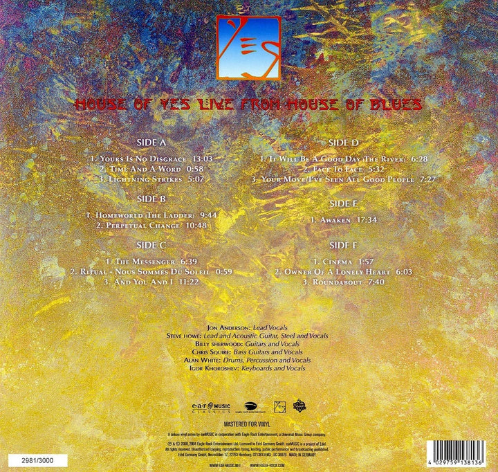 Yes - Live From The House Of Blues (3LP+2CD), Vinyl
