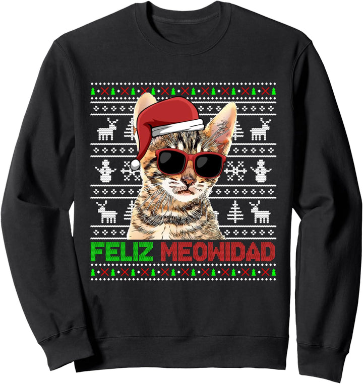 Toyger Cat Feliz Meowidad Lustige Weihnachten Sweatshirt
