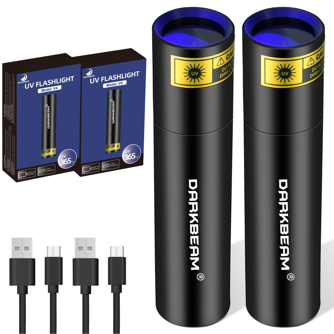 DARKBEAM UV 365nm Taschenlampe Schwarzlicht Aufladbar USB, Mini Ultraviolett LED Licht Woodsche Lamp
