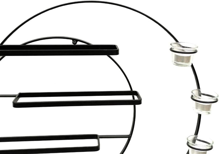 DanDiBo Weinregal für 4 Flaschen und Teelichter Metall 55 cm Wand Schwarz Vivace 96214 Rund Flaschen