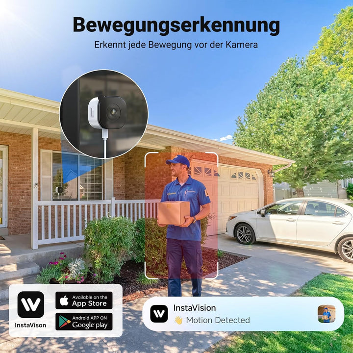 Codnida 2K Magnetische Fensterkamera Ohne Bohren, 2,4 & 5 GHz WLAN Überwachungskamera Innen mit Star