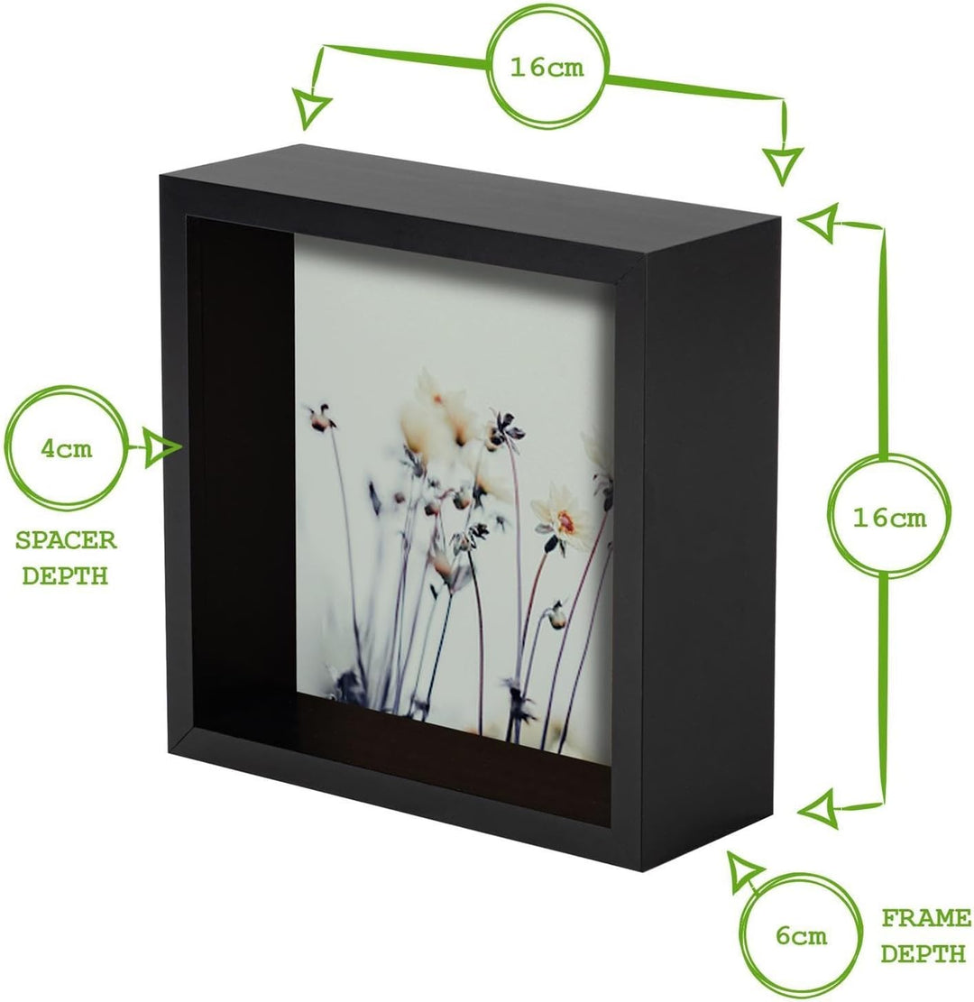Nicola Spring 3D Deep Box Fotorahmens - 6 X 6 - Schwarz - Pack Von 5