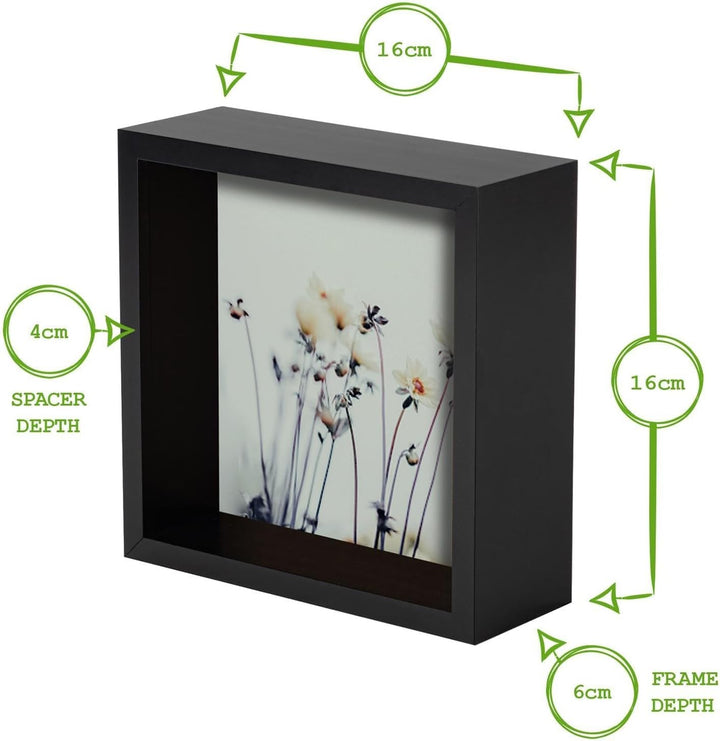 Nicola Spring 3D Deep Box Fotorahmens - 6 X 6 - Schwarz - Pack Von 5